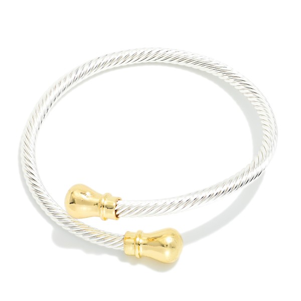Twisted Metal Wrap Cuff Bracelet With Bulb Ends 

- Approximately 2.5" D
