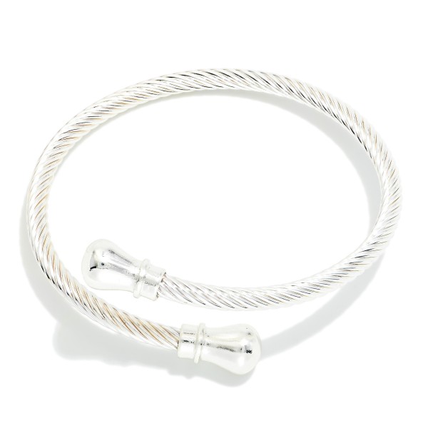 Twisted Metal Wrap Cuff Bracelet With Bulb Ends 

- Approximately 2.5" D