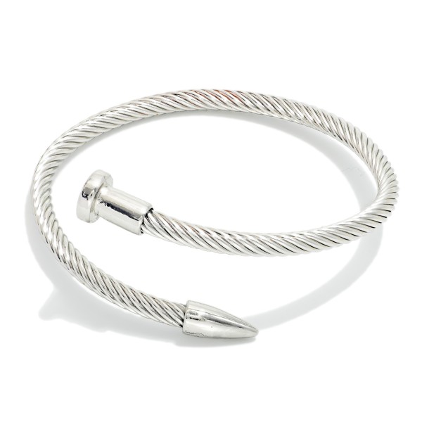 Metal Tone Twisted Nail Cuff Bracelet 

- Approximately 2.5" D