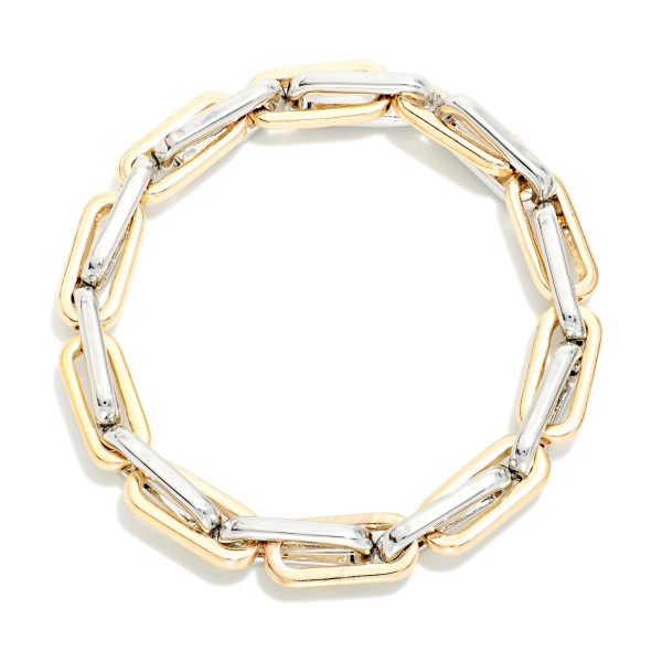 Metal Tone Paperclip Chain Link Bracelet 

- Approximately 3" D
