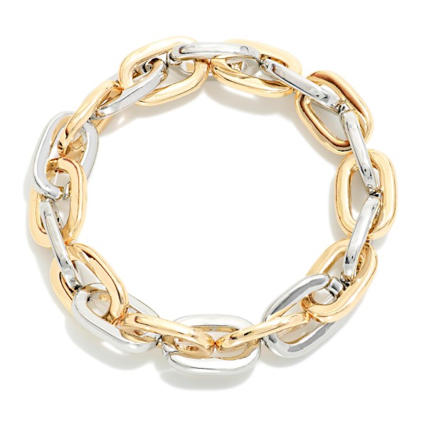 Chunky Metal Tone Paperclip Chain Link Bracelet  

- Approximately 3." D 