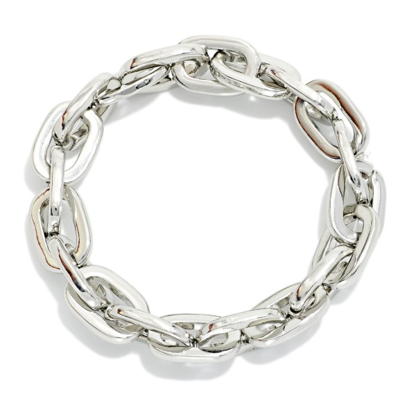 Chunky Metal Tone Paperclip Chain Link Bracelet  

- Approximately 3." D 