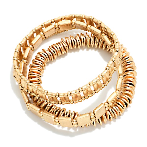 Set Of Three Mixed Bead Stretch Bracelet 

- Approximately 3" D 
