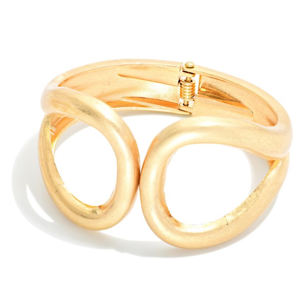 Hollow Metal Tone Hinged Bangle Bracelet 

- Approximately 2.5" D 