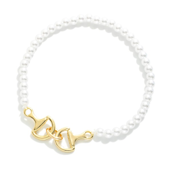 Beaded Bracelet Featuring Horsebit Accent 

- Approximately 2.5" D