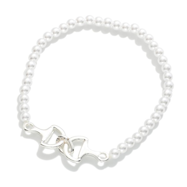 Beaded Bracelet Featuring Horsebit Accent 

- Approximately 2.5" D