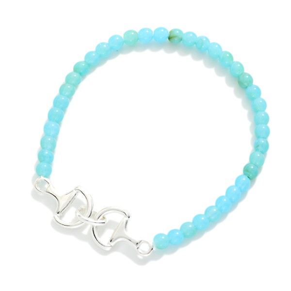 Beaded Bracelet Featuring Horsebit Accent 

- Approximately 2.5" D
