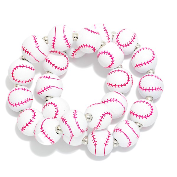 Set Of Two Sports Ball Beaded Stretch Bracelets 

- Approximately 2.5" D