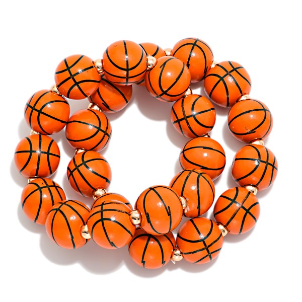 Set Of Two Sports Ball Beaded Stretch Bracelets 

- Approximately 2.5" D