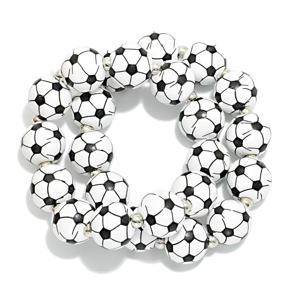 Set Of Two Sports Ball Beaded Stretch Bracelets 

- Approximately 2.5" D
