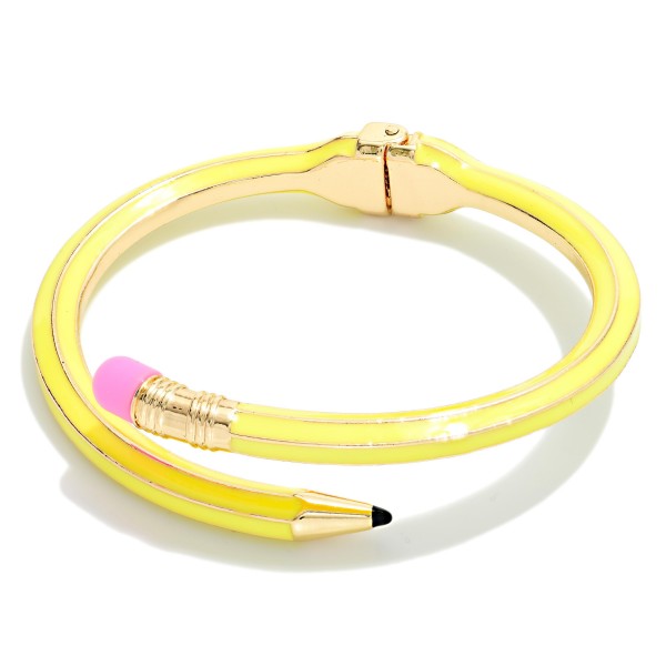 Painted Metal Pencil Cuff Bracelet 

- Approximately 2.5" D