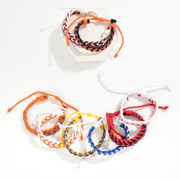 Two Tone Game Day Braided Rope Bracelet

- Adjustable
- Approximately 2.5" D