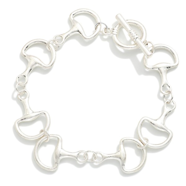  Metal Tone Horsebit Chain Link Bracelet

- Approximately 3" D

