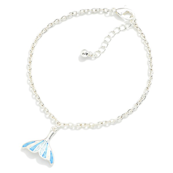 Chain Link Anklet With Acetate Whale Tail Pendant 

- Approximately 3.5" D