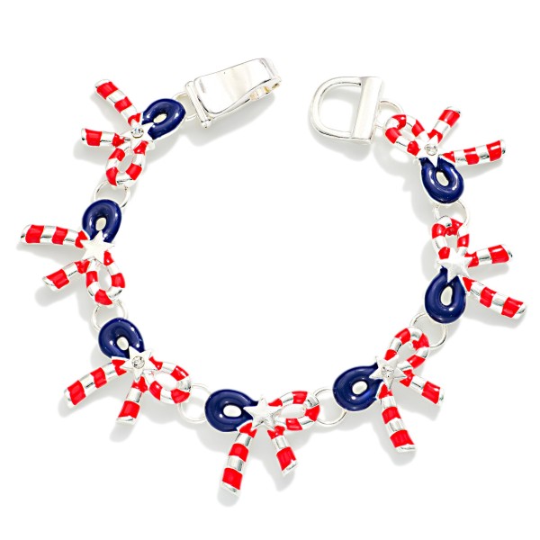 Linked Enamel Americana Bows Bracelet 

- Approximately 3.5" D