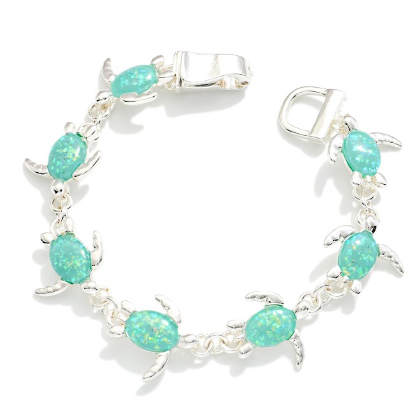 Linked Glitter Resin Sea Turtles Bracelet 

- Approximately 3.5" D
