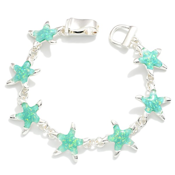 Linked Glitter Resin Starfish Bracelet 

- Approximately 3.5" D