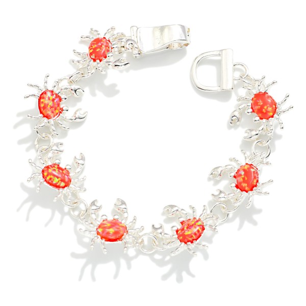 Metal Linked Glitter Acetate Crab Bracelet 

- Approximately 3" D 