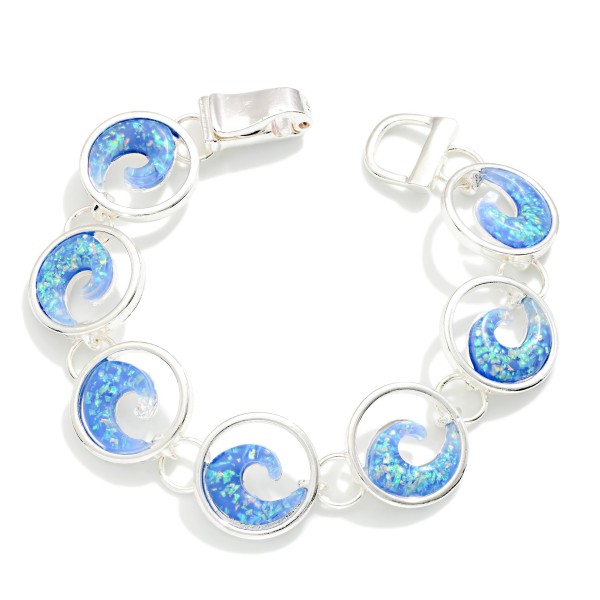 Linked Glitter Resin Waves Bracelet 

- Approximately 3.5" D