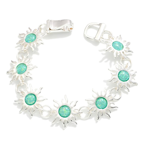 Linked Glitter Resin Suns Bracelet 

- Approximately 3.5" D