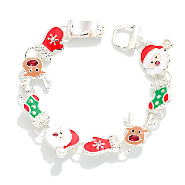 Linked Enamel Christmas Pendant Bracelet 

- Approximately 3.5" D