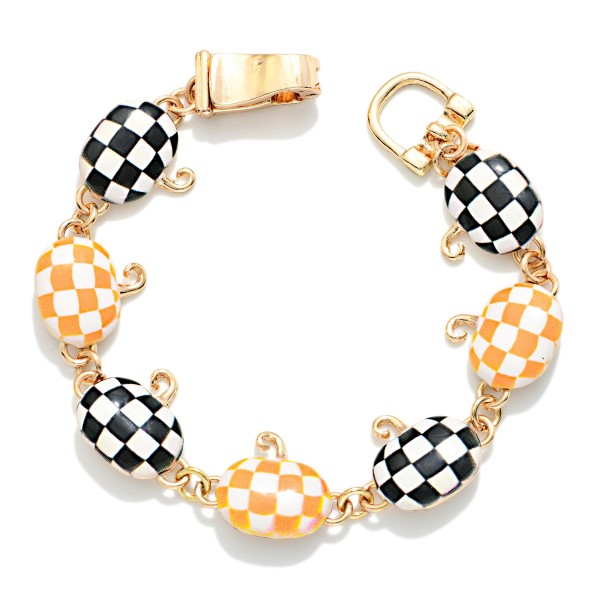 Linked Checker Pumpkins Chain Link Bracelet

- Approximately 3.5" D