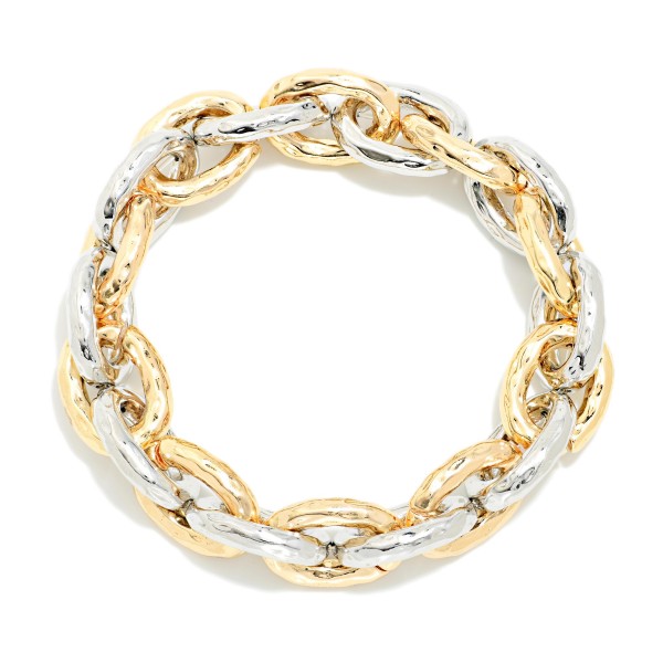 Hammered Metal Chain Link Stretch Bracelet 

- Approximately 2.25" D