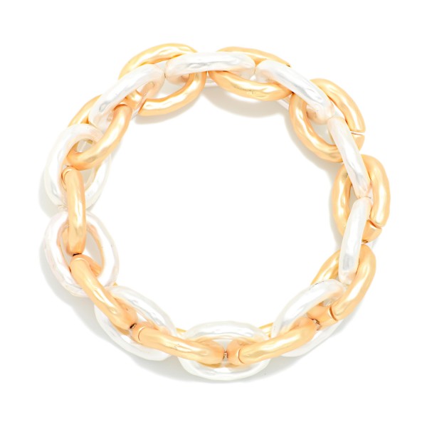 Hammered Metal Chain Link Stretch Bracelet 

- Approximately 2.25" D