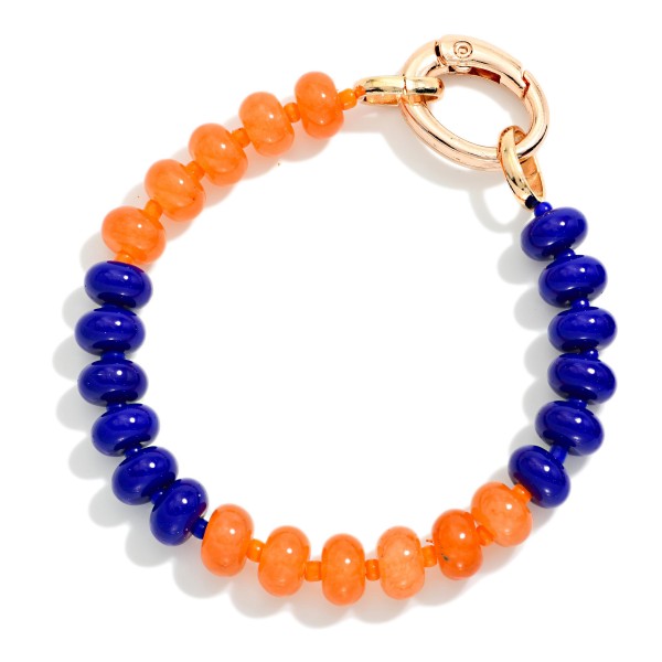 Two Tone Game Day Beaded Stretch Bracelet With Oval Clasp

- Approximately 2.5" D 