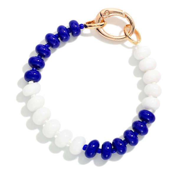Two Tone Game Day Beaded Stretch Bracelet With Oval Clasp

- Approximately 2.5" D 