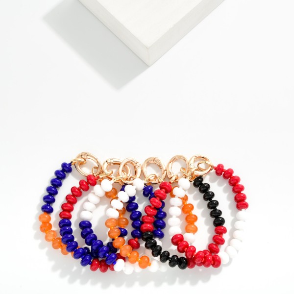 Two Tone Game Day Beaded Stretch Bracelet With Oval Clasp

- Approximately 2.5" D 