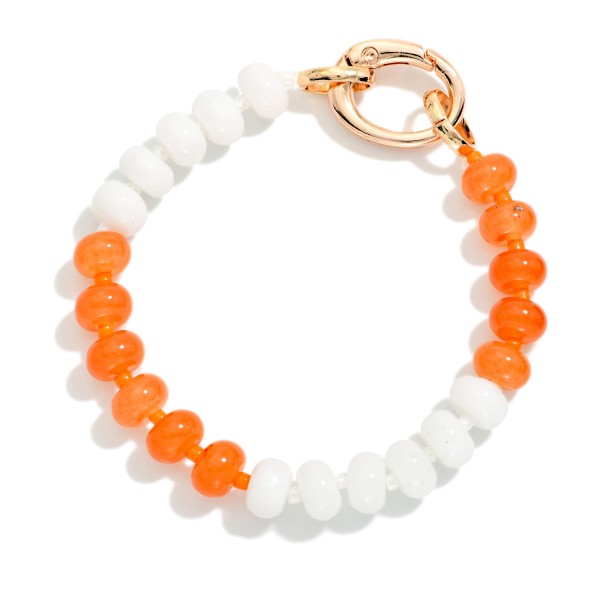Two Tone Game Day Beaded Stretch Bracelet With Oval Clasp

- Approximately 2.5" D 