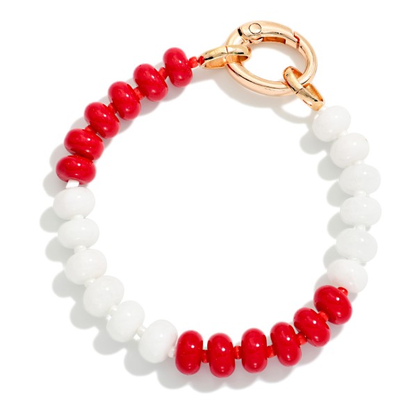 Two Tone Game Day Beaded Stretch Bracelet With Oval Clasp

- Approximately 2.5" D 