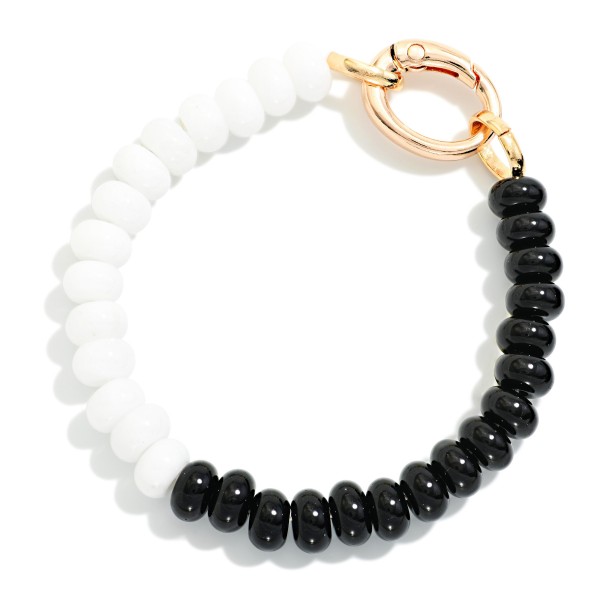 Two Tone Game Day Beaded Bracelet With Metal Tone Oval Clasp

- Approximately 2.5" D