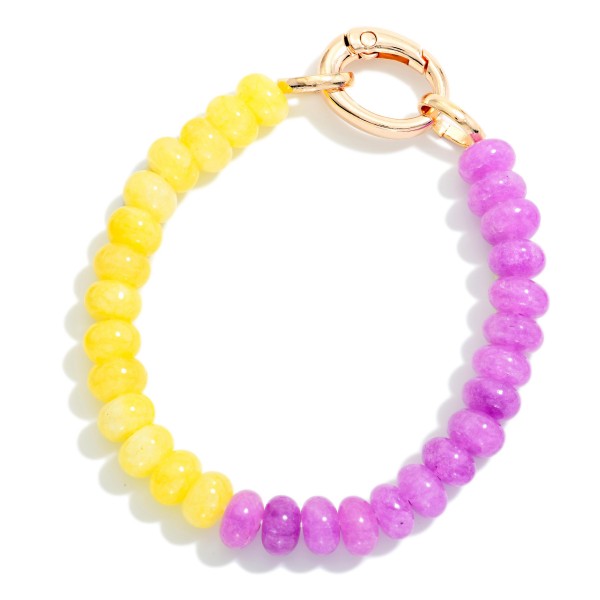 Two Tone Game Day Beaded Bracelet With Metal Tone Oval Clasp

- Approximately 2.5" D