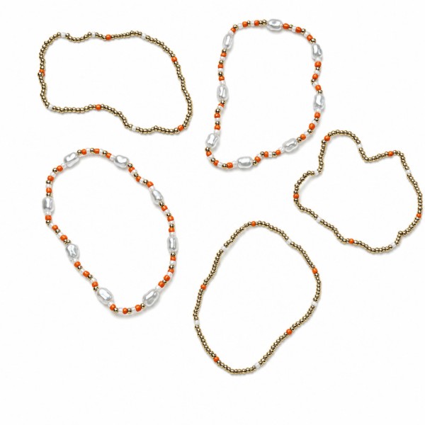 Set Of Five Game Day Beaded Stretch Bracelets With Pearl Details 

- Approximately 2.5" D
