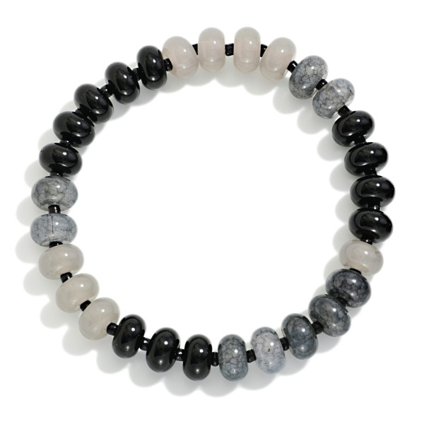 Acetate Stone Bead Beaded Stretch Bracelet 

- Approximately 2.5" D