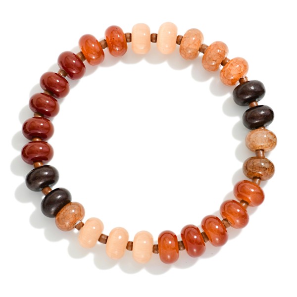 Acetate Stone Bead Beaded Stretch Bracelet 

- Approximately 2.5" D