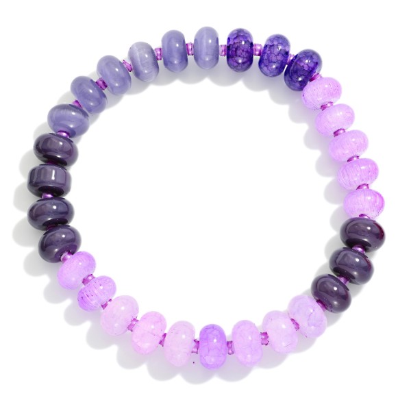 Acetate Stone Bead Beaded Stretch Bracelet 

- Approximately 2.5" D