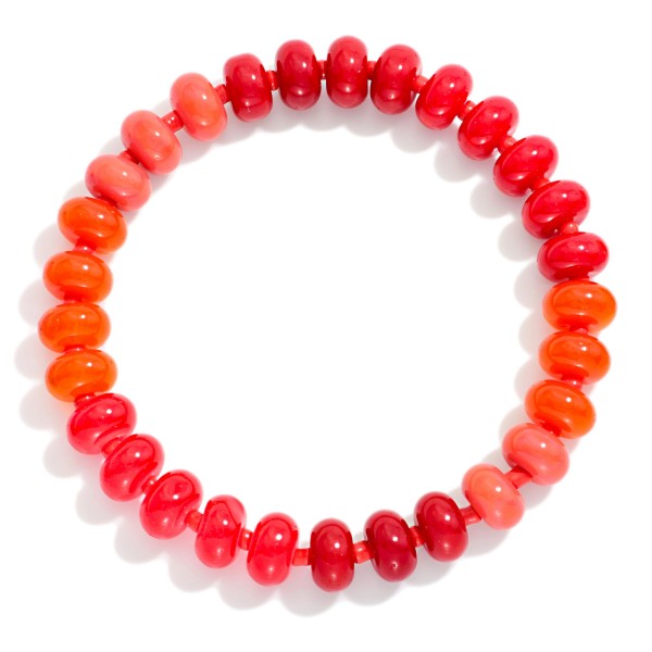 Acetate Stone Bead Beaded Stretch Bracelet 

- Approximately 2.5" D