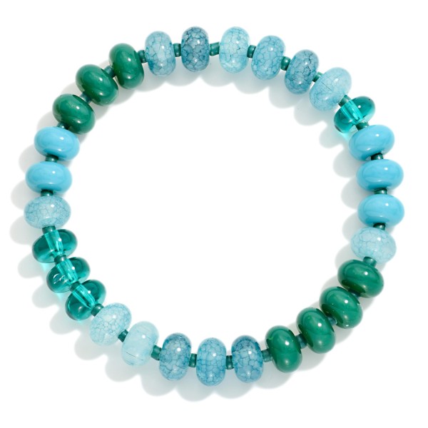Acetate Stone Bead Beaded Stretch Bracelet 

- Approximately 2.5" D