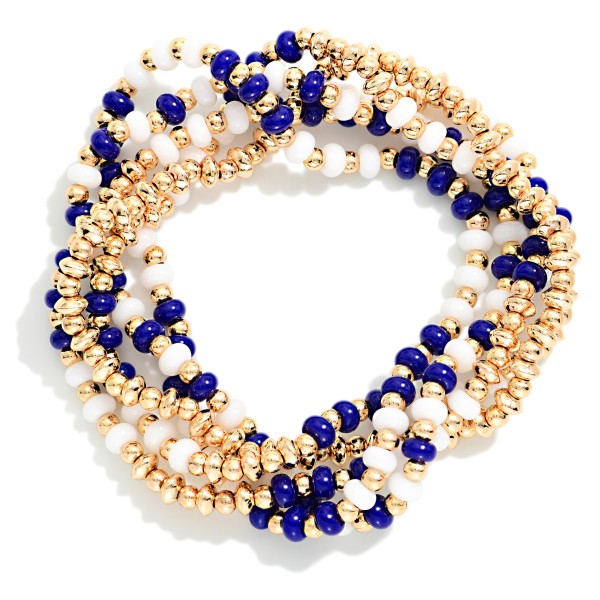 Set Of 5 Game Day Beaded Stretch Bracelets 

- Approximately 2.5" D