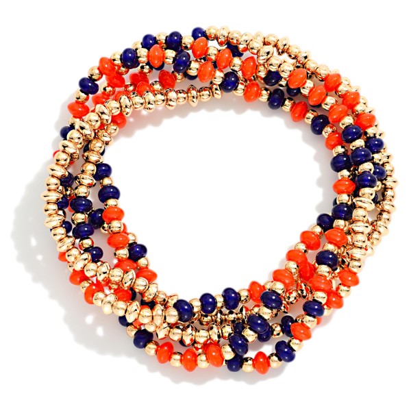Set Of 5 Game Day Beaded Stretch Bracelets 

- Approximately 2.5" D