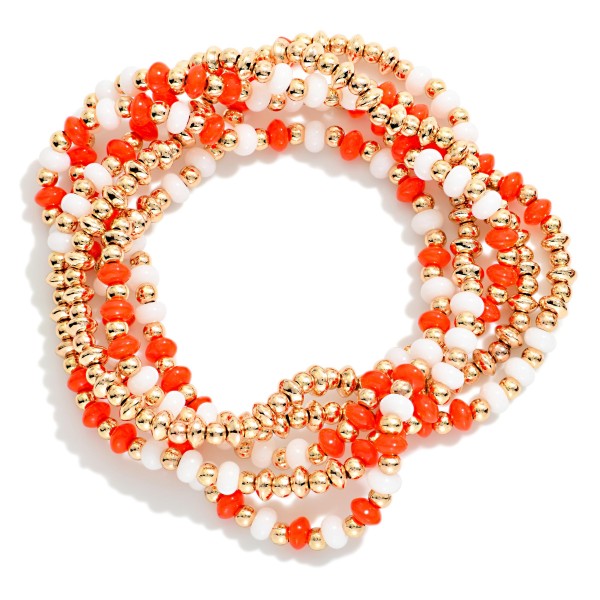Set Of 5 Game Day Beaded Stretch Bracelets 

- Approximately 2.5" D