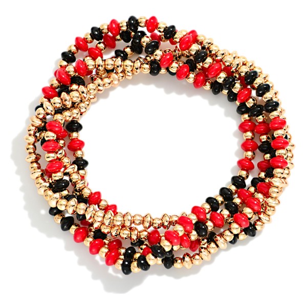 Set Of 5 Game Day Beaded Stretch Bracelets 

- Approximately 2.5" D