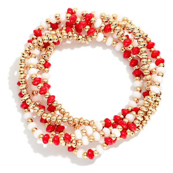 Set Of 5 Game Day Beaded Stretch Bracelets 

- Approximately 2.5" D