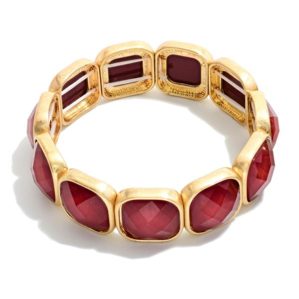 Faceted Acetate & Metal Tone Cube Stretch Bracelet 

- Approximately 2.5" D