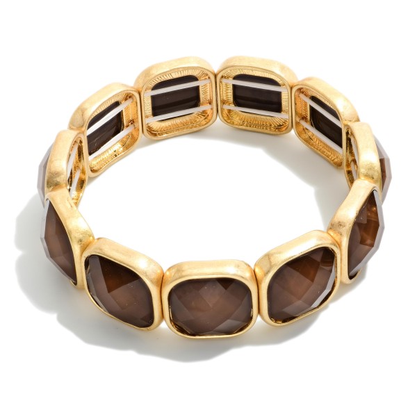 Faceted Acetate & Metal Tone Cube Stretch Bracelet 

- Approximately 2.5" D