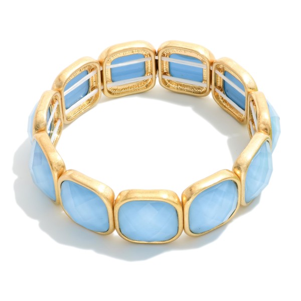 Faceted Acetate & Metal Tone Cube Stretch Bracelet 

- Approximately 2.5" D