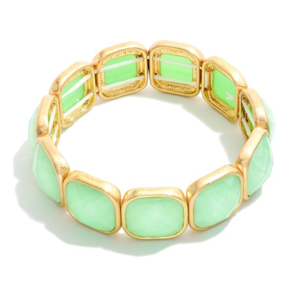Faceted Acetate & Metal Tone Cube Stretch Bracelet 

- Approximately 2.5" D